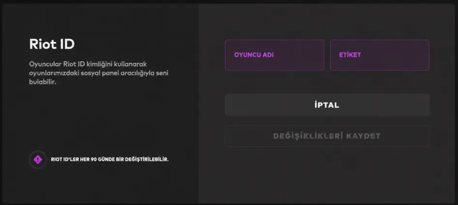 Valorant nick değiştirme