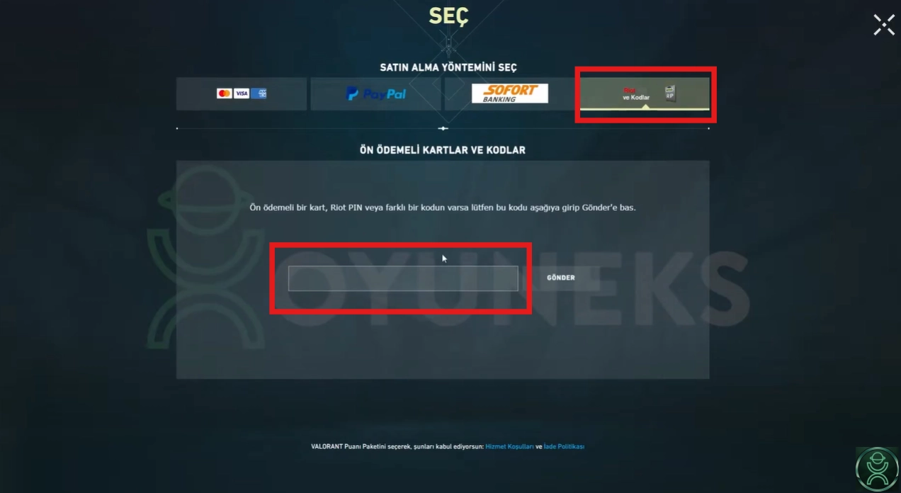 valorant vp yükleme