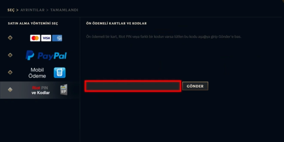 lol rp yükle