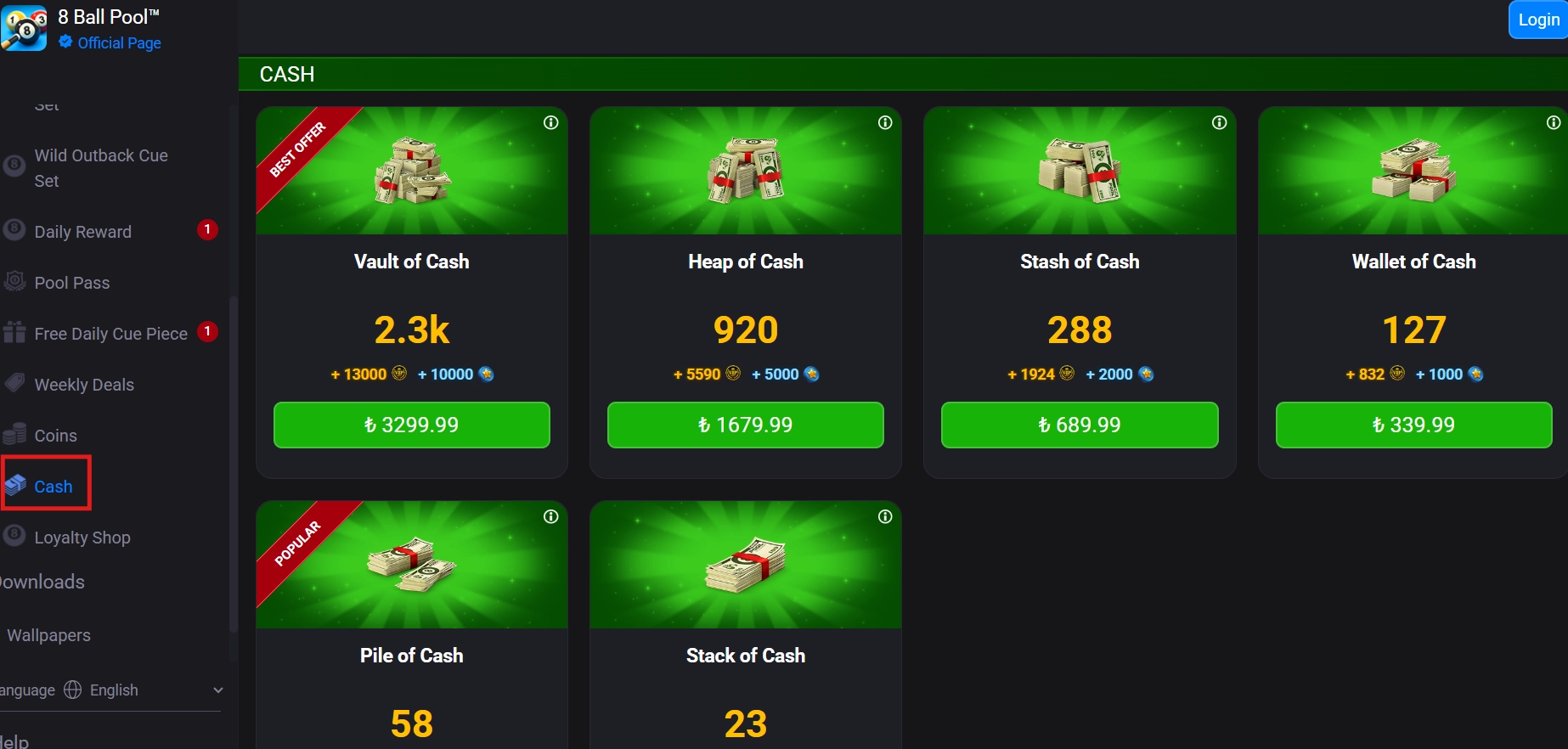 8 Ball Pool Cash Satın Al